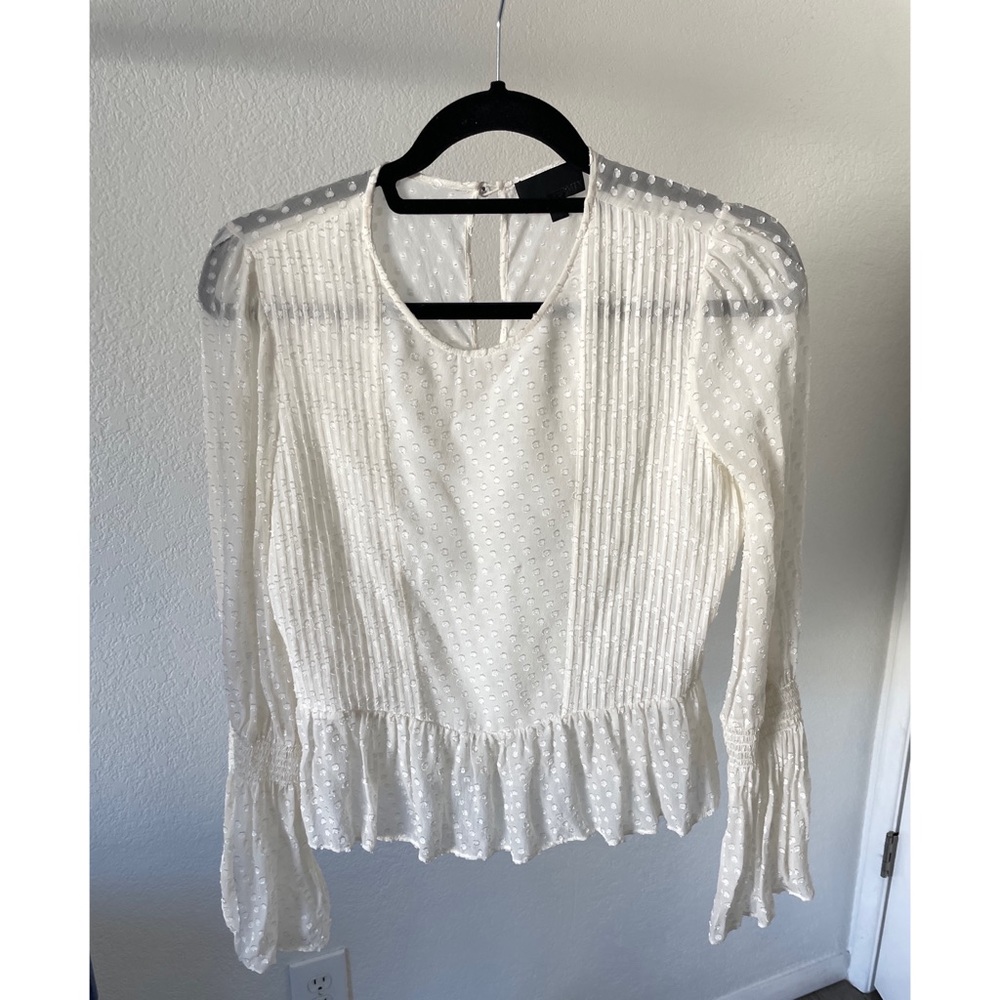 Intermix P cream blouse polka dot bell long sleeves